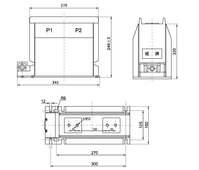LZZBJ9-12/150B/2S电流互感器结构示意图